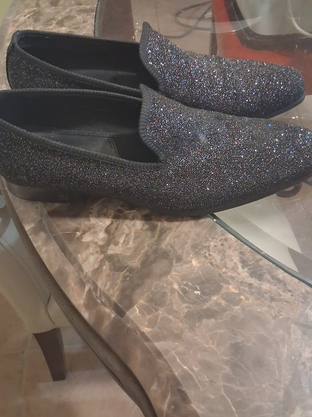 Steve Madden Men's Black Glitter Slip-On Dress Loafers - Picture 5 of 9